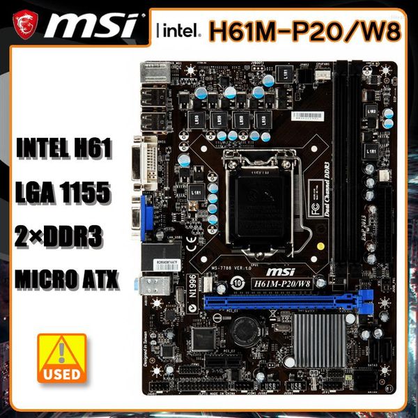 Placas base LGA 1155 Placa base MSI H61M-P20/W8 Intel H61 DDR3 16GB PCI-E 3.0 USB 2.0 Micro-ATX