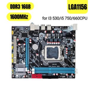 Cartes mères LGA1156 Computer Motherboard 16 Go RAM DDR3 Mémoire ATX Boîtier principal 1600MHz 4 SATA USB2.0 Double canal pour i3 530 / i5 750 / 660cpu