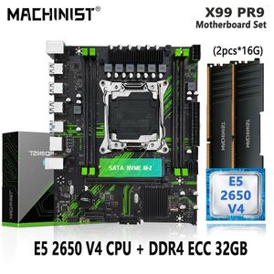 Cartes mères Machinist Pr9 X99 Ensemble de carte mère LGA 2011-3 Kit Xeon E5 2650 V4 Processeur CPU avec 2x16 32 Go DDR4 ECC RAM Mémoire SSD NVME M.2