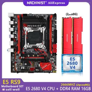 Moederborden machinist RS9 moederbord LGA 2011-3 x99 set kit Xeon E5 2680 V4 CPU-processor 2pcs 8GB DDR4 RAM Desktop-geheugen SSD NVME M.2