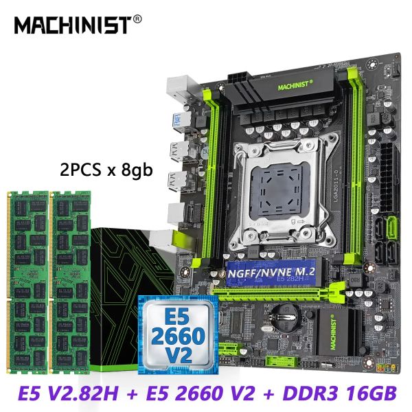 Cartes mères Machiniste V2.82H X79 Motherboard LGA 2011 Kit Set Intel Xeon E5 2660 V2 Cup Processor + DDR3 2PCS * 8 Go RAM Memory Combo USB3.0