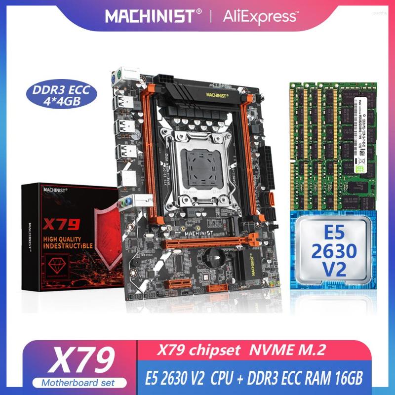 Moderkort MACHINIST X79 Kit Moderkort Med Xeon E5 2630 V2 CPU-processor LGA 2011Set DDR3 16G(4 4G) ECC RAM-minne Nvme M.2 USB