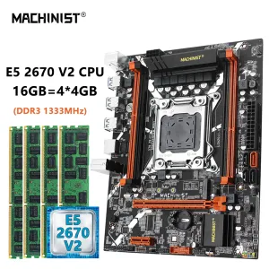 Cartes mères machiniste X79 Z9 D7 Set Lga 2011 Kit Xeon E5 2670 V2 Processeur CPU 16GB = 4PCS * 4GB DDR3 ECC RAM MEMORY NVME M.2 SATA