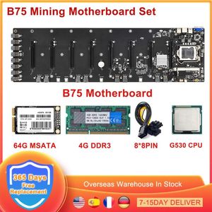 Cartes mères Mining Carte mère 8 PCIe 16x Carte graphique GPU Slot LGA 1155 CPU USB3.0 4G DDR3 64G MSATA ETC BTC ZEC MINER RIGMOTHERBOARD MO