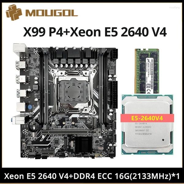 Cartes mères Mougol x99 jeu de carte mère de jeu avec Intel Xeon E5 2640 V4 CPU DDR4 DDR4 16GX1 2133MHz ECC RAM pour PC de bureau