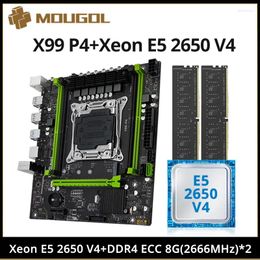 Moederborden MOUGOL X99 P4 Moederbord Set Met Intel Xeon E5 2650 V4 CPU Dual-channel DDR4 8Gx2 2666MHz ECC RAM voor Gaming Computer