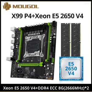 Moederborden MOUGOL X99 P4 Moederbord Set Met Intel Xeon E5 2650 V4 CPU Dual-channel DDR4 8Gx2 2666MHz ECC RAM voor Gaming Computer