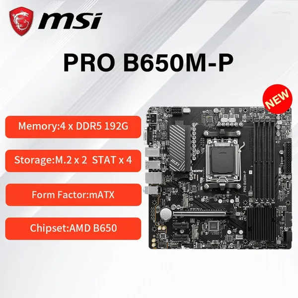 Cartes mères MSI PRO B650M-P MATX AMD B650 DDR5 6000 MHz M.2 SATA USB3.2 128G Double canal Ryzen 7000 série Socket AM5 carte mère