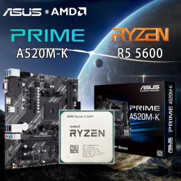 Moederborden NIEUW AMD RYZEN 5 5600+ASUS Prime A520mk Socket AM4 Moederbord DDR4 64GB PCIE 3.0 M.2 SATA 6 GBPS A520 MACHTBOUD AMD CPU Suit