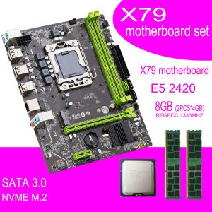 Moederborden Qiyida X79 Moederbord ingesteld met Xeon LGA 1356 E5 2420 CPU 2PCS X 4GB = 8 GB 1333MHz PC3 10600R DDR3 ECC Reg Memory Ram E5 V3