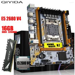 Moederborden QIYIDA X99 Moederbord LGA 2011-3 Set Kit Xeon E5 2680 V4 CPU Processor 1 16GB DDR4 REG ECC RAM Geheugen NAAM M.2 M-ATX USB3.0