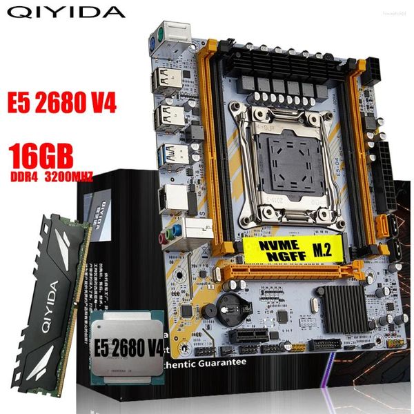 Placas base QIYIDA X99 Placa base LGA 2011-3 Set Kit Xeon E5 2680 V4 CPU Procesador 1 16GB DDR4 REG ECC Memoria RAM NOMBRE M.2 M-ATX USB3.0