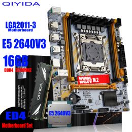 Cartes mères Qiyida X99 Kit de jeu de carte mère avec Intel LGA20113 XEON E5 2640 V3 CPU 16GB 3200MHz DDR4 REG ECC MATX NVME M.2