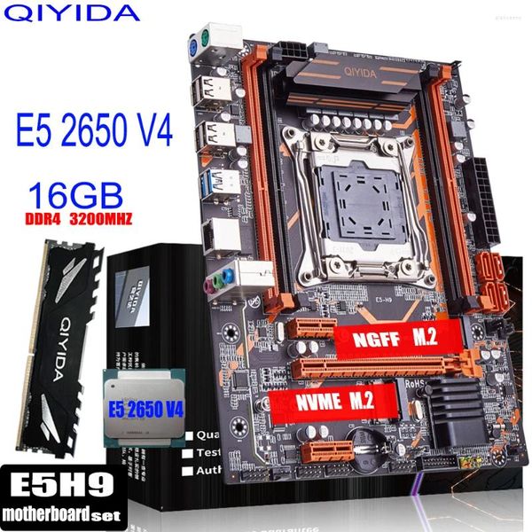 Placas base QIYIDA X99 Conjunto de placa base LGA 2011-3 Kit Xeon E5 2650 V4 Procesador de CPU con 16 GB DDR4 ECC Memoria RAM SSD NVME M.2