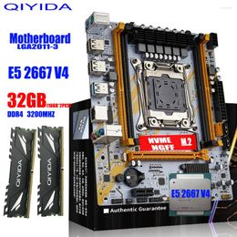 Moederborden QIYIDA X99 Moederbord Set Met Xeon E5 2667 V4 LGA2011-3 CPU 2 stuks X 16GB 32GB 3200MHz DDR4 REG ECC RAM Geheugen M-ATX SATA3.0