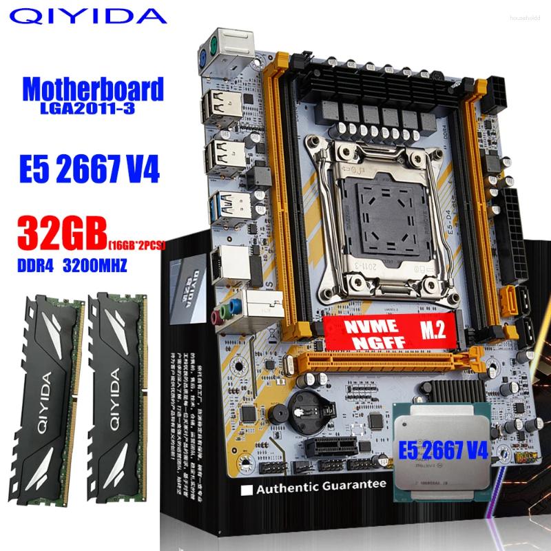 Placas base Conjunto de placa base QIYIDA X99 con CPU Xeon E5 2667 V4 LGA2011-3 2 piezas X 16 GB 32 GB 3200 MHz DDR4 REG ECC Memoria RAM M-ATX SATA3.0
