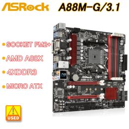Pobines de cartes mères FM2 + AMD A88X Carte mère ASROCK A88MG / 3.1 4XDDR3 64GB USB 3.1 M.2 USB 3.1 Micro ATX Support A8 AD8650 A10 AD680 CPU