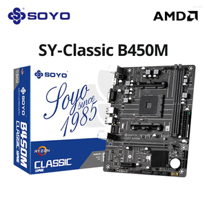 Cartes mères SOYO Carte mère classique AMD B450M Dual-Channel DDR4 Mémoire AM4 Carte mère M.2 NVME (Prend en charge Ryzen 5500 5600 5600G CPU) Full