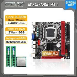 Cartes mères SZMZ B75 PC Kit de jeu de carte mère avec Core i5 3570 2 * 8 Go DDR3 Plate Placa Mae LGA 1155 avec processeur et mémoire LGA1155 SET