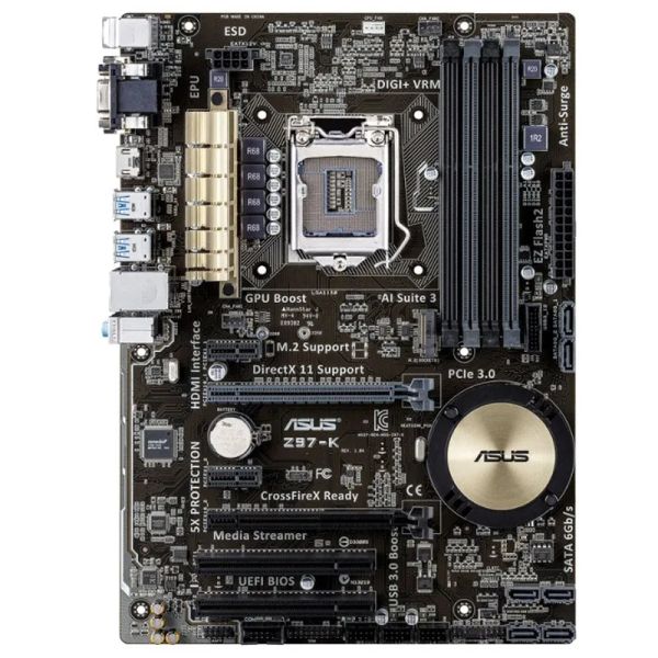 Les cartes mères ont utilisé Asus Z97K Desktop Motherboard LGA 1150 DDR3 USB2.0 USB3.0 32 Go pour i3 i5 i7 CPU Z97 Cartes mères d'origine