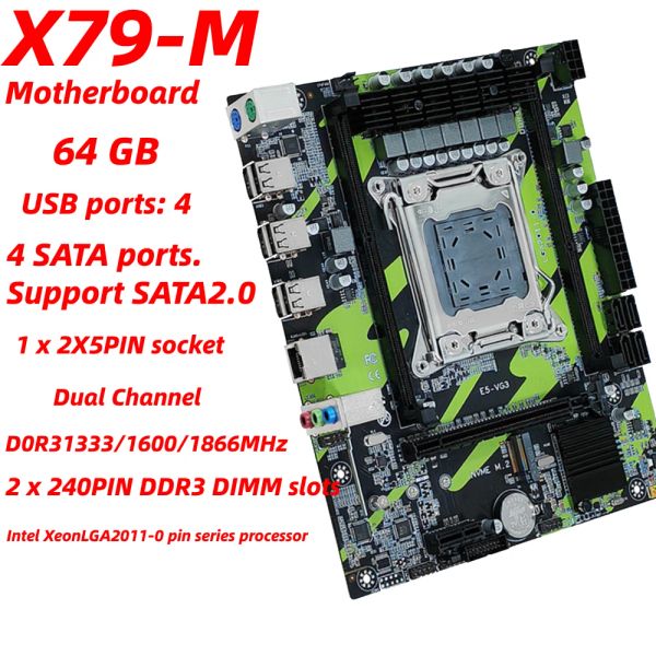 Cartes mères x79 DDR3 Set LGA2011 64GB RAM X79 BROCKTOP Motherboard USB 2.0 PC PLOPE MANDEM