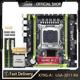 Cartes mères X79 Kit de carte mère LGA2011 avec processeur E5 2630V2 DDR3 2 * 8G = 16 Go de RAM Dual Channel M.2 LGA 2011 Motor Board Xeon Assembly Kit