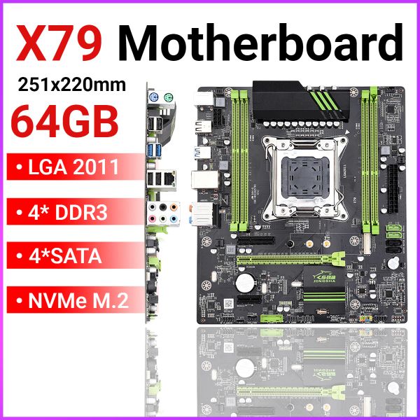 Cartes mères x79 Carte mère ATX 64 Go 4xddr3 plaque mémoire LGA 2011 CPU SATA3.1 2.0 M.2 Interface NVME 7.1 Channel X79 Placa MAE PC MAIN MAIN