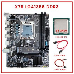 Moederborden x79 Moederbord E5 2420 CPU SATA -kabelschakelaar LGA1356 2XDDR3 ECC Reg geheugen slot M.2 NVME SATA3.0 Game