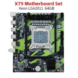 Cartes mères x79 LGA2011 DDR3 1333 KIT XEON X79 SET PC Boîte principale PC 64GB Ram Carfard mère M.2 SATA2.0 Prise en charge RJ45 pour E5 2689 2690