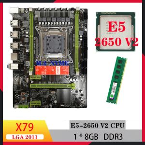 Moederborden x79 moederborden kit xeon e5 2650 v2 moederborden cpu combo set 8GB ddr3 recc geheugen ram lga 2011 voor doe -het -zelf gamingcomputer