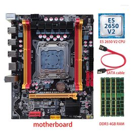 Cartes mères -X79 PC Carte mère E5 2650 V2 CPU 4X DDR3 4 Go de RAM SATA Câble H61 Puce LGA2011 Emplacement mémoire M.2 NVME