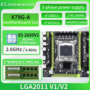 Placas base X79 Kit de conjunto Xeon X79 E5 2650V2 Procesador de kit DDR3 2*8G = 16GB canales duales LGA2011 NVME M.2 SATA 3.0 Xeon Kit