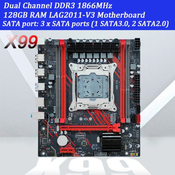 Placas base X99 DDR3 ECC Desktop Server Motherboard E5 2666 V3 LAG2011V3 PC PROBLAJE CONJUNTO 128 GB RAM M.2 Puerto NVME/SATA ATX