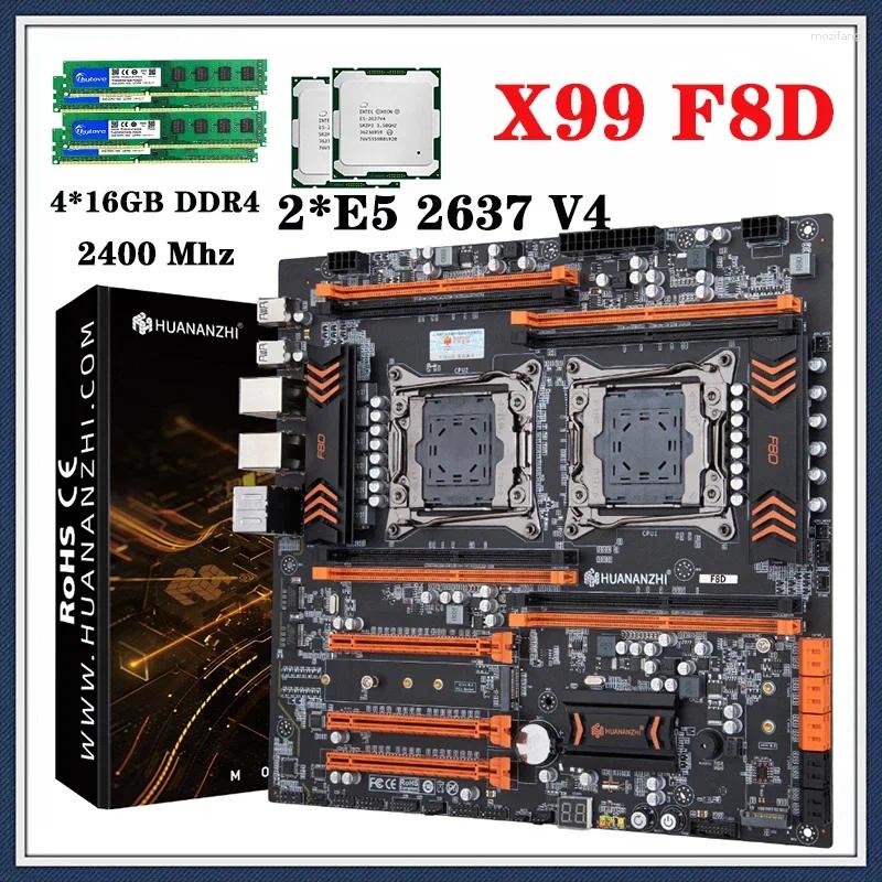 Placas base X99 F8D Doplboard conjunto con E5 2637 V4 2 Procesador LGA 2011-3 4 16GB 64GB DDR4 Recc Suppot M.2 NVME USB3.0 E-ATX Server