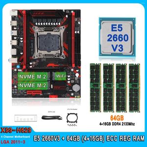 Cartes mères x99 Kit Motorboard LGA2011-3 Ensemble avec le processeur E5 2660V3 64 Go (4 16 Go) DDR4 ECC Memory M-ATX Four Channel