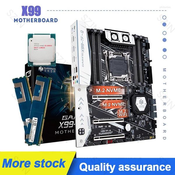 Cartes mères X99 Carte mère Combo TF Q Kit avec Xeon E5 2666 V3 2x32GB DDR3 ECC REG 1866MHz Support de mémoire M2 NVME SATA