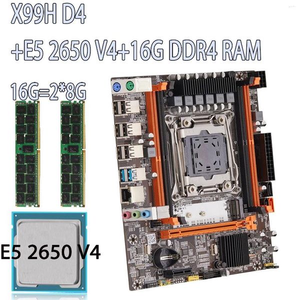 Placas base X99H D4 LGA 2011-3 Placa base Xeon Kit E5 2650 V4 CPU y 2 8GB 16G DDR4 2133MHZ ECC REG Memoria