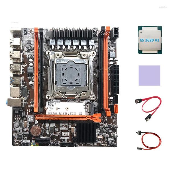 Motherboards X99H Motherboard LGA2011-3 Computer Set mit E5 2620 V3 CPU Thermal Pad Schalter Kabel SATA