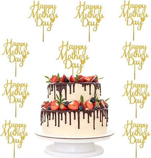 Fête des mères décoration de gâteau acrylique Cupcake insérer cartes fête d'anniversaire décoration fruits Dessert ornement fournitures