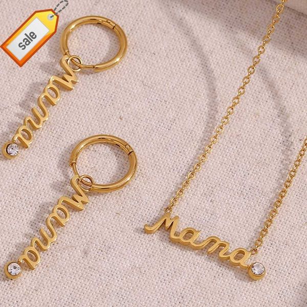 Idea de regalo para el día de la madre AAA Zircon Mama collar sin deslustre PVD collar de acero inoxidable chapado en oro