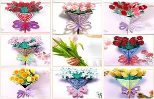 Cartes de voeux pour la fête des mères Carte postale 3D POP UP Fleur Merci MAMAN Joyeux anniversaire Invitation Cadeaux personnalisés Papier de mariage1767836