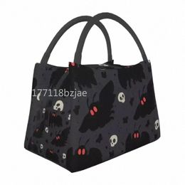 Boîtes à lunch portables Mothman Femme Nuit gris crâne Moth Thermal Food Food Isulated Lunch Sac Travail Travail Pinic Cainer N3XF #