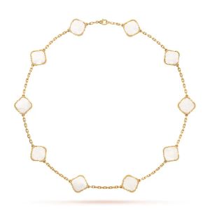 motief klaver ketting diamant ketting luxe sieraden ontwerper voor vrouwen 18k goud verzilverde shell 4/vier blad klaver ketting mode sieraden kerstcadeau