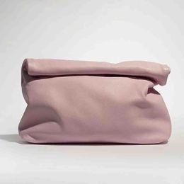 Motingsome Style minimalisme pochette en cuir de vachette pour femmes de luxe en cuir de veau sac quotidien pliant doux sac de maintien à la main 240309