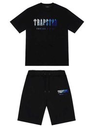 Motion huidige Trapstar t-shirt Korte Mouw Print Outfit Chenille Trainingspak Zwart Katoen London Streetwear Motion design 666ess