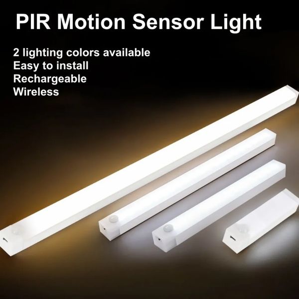 Luz LED para armario con Sensor de movimiento, luz nocturna de inducción recargable por USB, lámpara Detector portátil inalámbrica para pasillo y armario