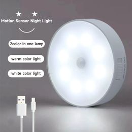 Luz LED nocturna con Sensor de movimiento, lámpara inteligente recargable montada en la pared para escaleras, pasillo, armario, armario, luces nocturnas