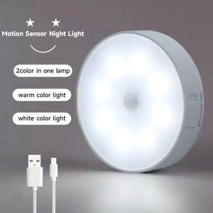 Motion Sensor LED Night Light Chargeable Smart Wall-Mounted Lamp for Stairs Hallway Cabinet Closet Wardrobe Night Lights
