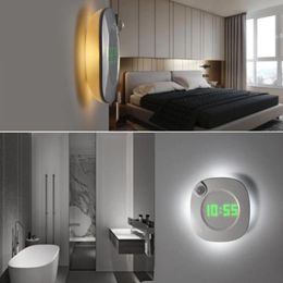 Capteur de mouvement LED MALAT MAGNING LEMIR NIGHT INDOOR avec horloge de temps pour la salle de bain Corridor Decor Vanity Wall Light 299r