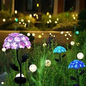 Capteur de mouvement Lumières extérieures LED Solar Light Artificial Hortensia Simulation Fleur